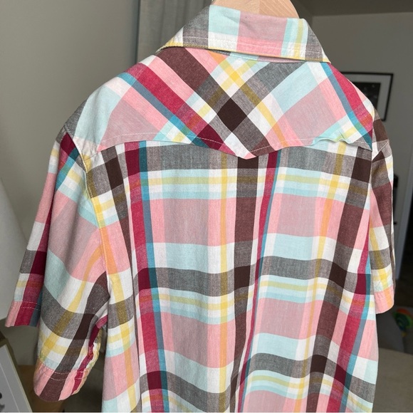 Arizona Boy’s S/S Snap Close Pink/yellow/red/teal Plaid Shirt Size M (10/12) - Picture 8 of 11